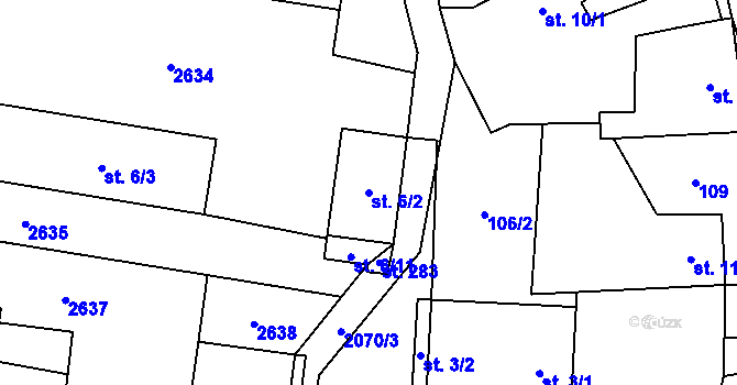 Parcela st. 6/2 v KÚ Horní Dunajovice, Katastrální mapa