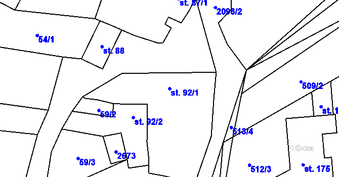 Parcela st. 92/1 v KÚ Horní Dunajovice, Katastrální mapa