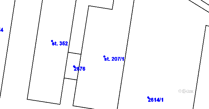 Parcela st. 207 v KÚ Horní Dunajovice, Katastrální mapa