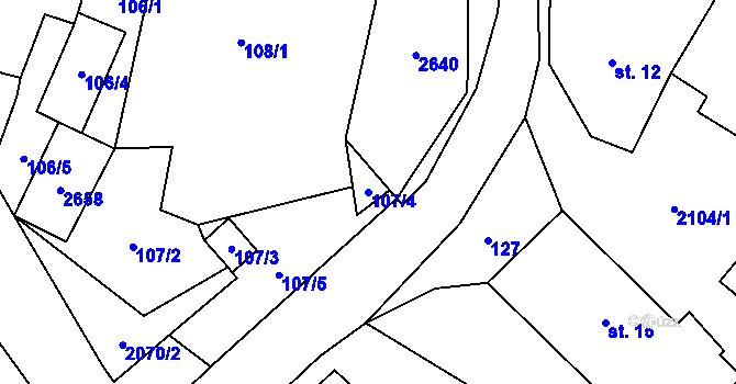 Parcela st. 107/4 v KÚ Horní Dunajovice, Katastrální mapa