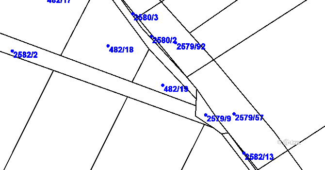 Parcela st. 482/19 v KÚ Horní Dunajovice, Katastrální mapa