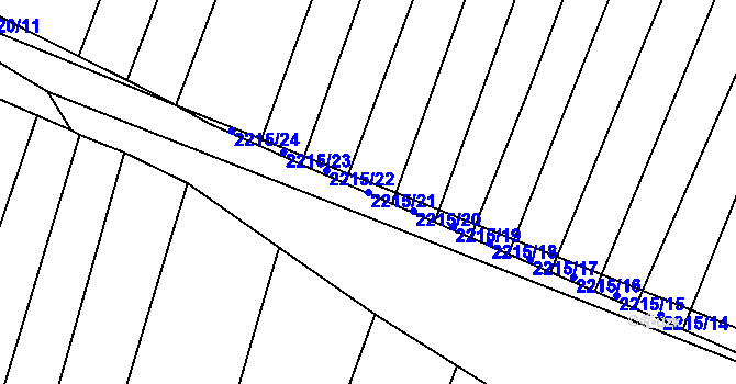 Parcela st. 2215/21 v KÚ Horní Dunajovice, Katastrální mapa