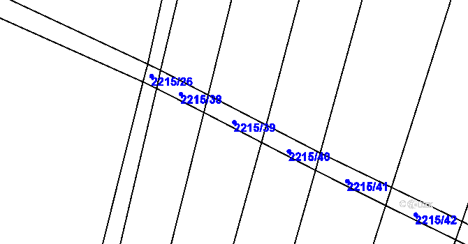 Parcela st. 2215/39 v KÚ Horní Dunajovice, Katastrální mapa