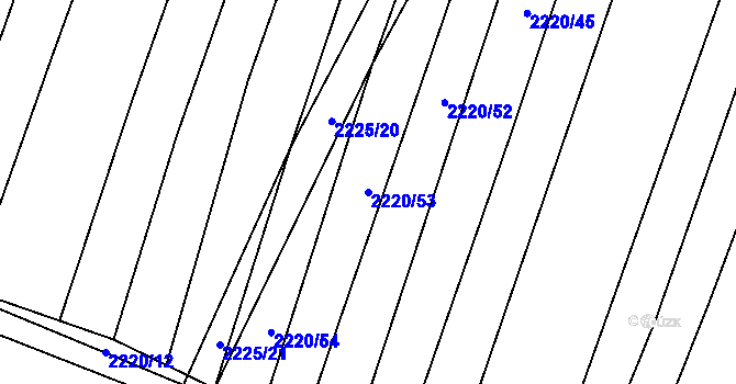 Parcela st. 2220/53 v KÚ Horní Dunajovice, Katastrální mapa