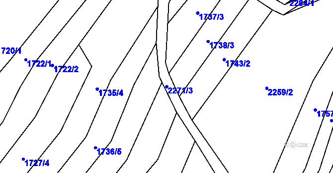 Parcela st. 2271/3 v KÚ Horní Dunajovice, Katastrální mapa