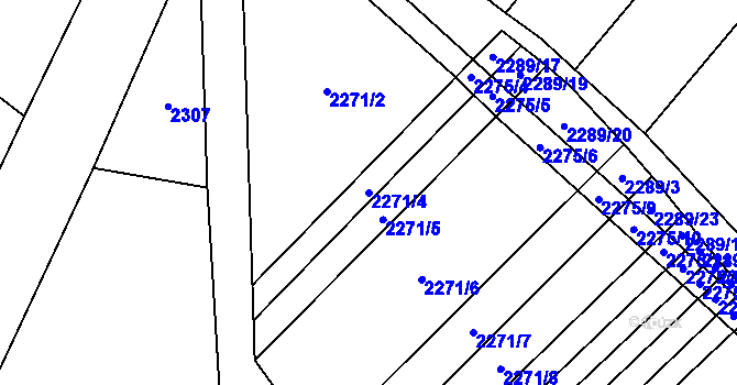 Parcela st. 2271/4 v KÚ Horní Dunajovice, Katastrální mapa