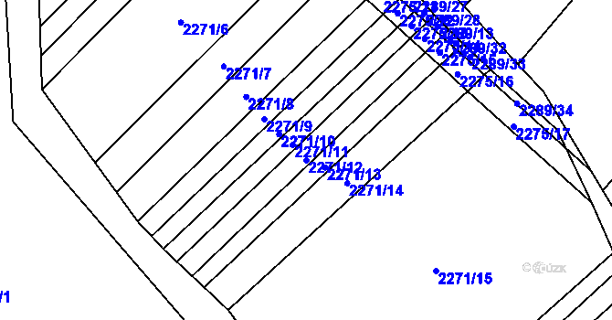 Parcela st. 2271/12 v KÚ Horní Dunajovice, Katastrální mapa