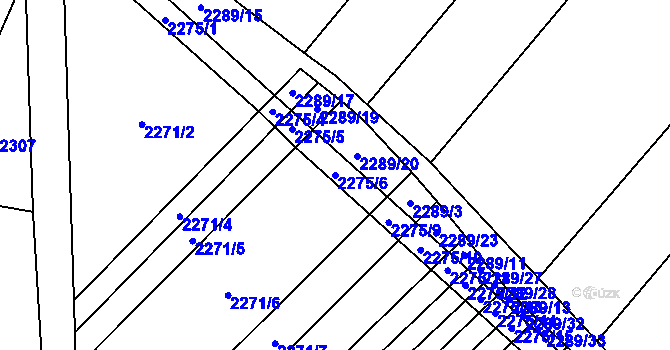 Parcela st. 2275/6 v KÚ Horní Dunajovice, Katastrální mapa