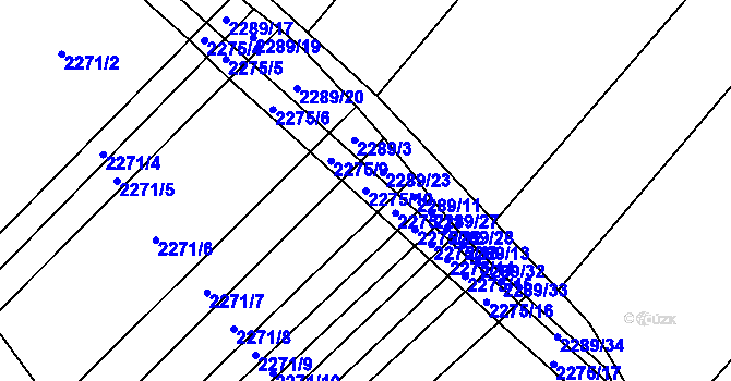 Parcela st. 2275/10 v KÚ Horní Dunajovice, Katastrální mapa