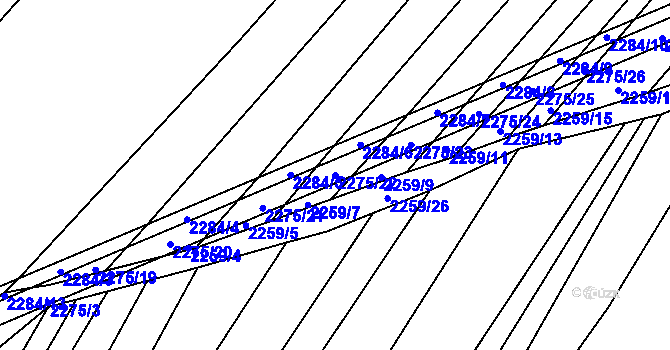Parcela st. 2275/22 v KÚ Horní Dunajovice, Katastrální mapa
