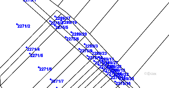 Parcela st. 2289/3 v KÚ Horní Dunajovice, Katastrální mapa
