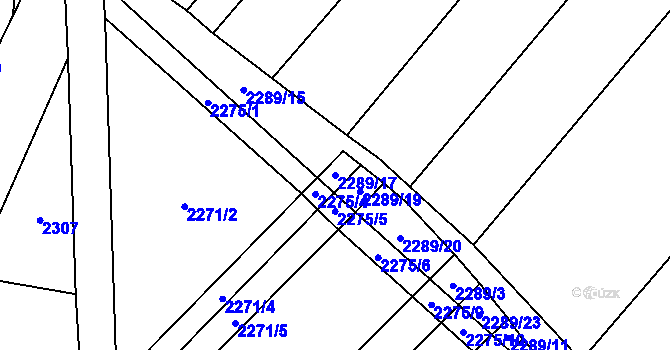 Parcela st. 2289/17 v KÚ Horní Dunajovice, Katastrální mapa