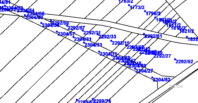 Parcela st. 2304/15 v KÚ Horní Dunajovice, Katastrální mapa