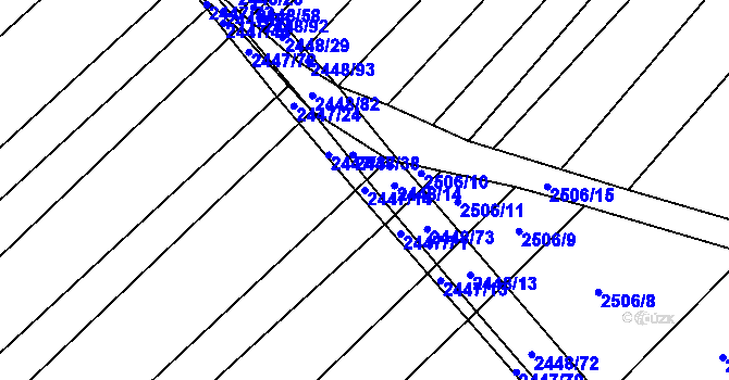 Parcela st. 2447/14 v KÚ Horní Dunajovice, Katastrální mapa