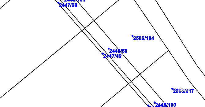 Parcela st. 2447/49 v KÚ Horní Dunajovice, Katastrální mapa