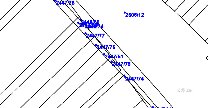 Parcela st. 2447/51 v KÚ Horní Dunajovice, Katastrální mapa