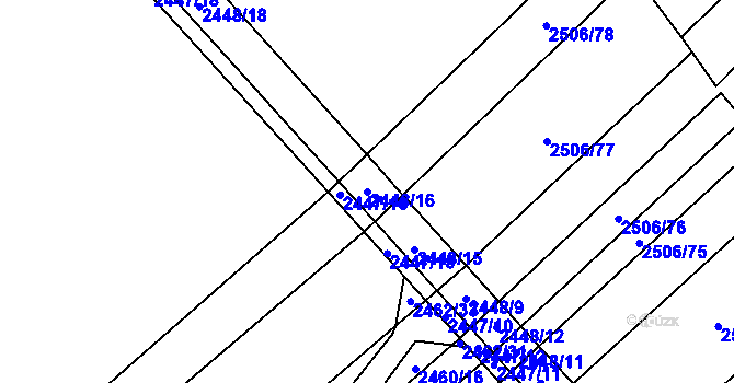 Parcela st. 2448/16 v KÚ Horní Dunajovice, Katastrální mapa