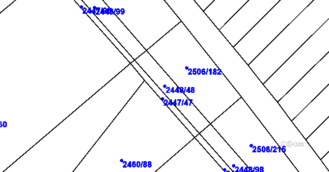 Parcela st. 2448/48 v KÚ Horní Dunajovice, Katastrální mapa