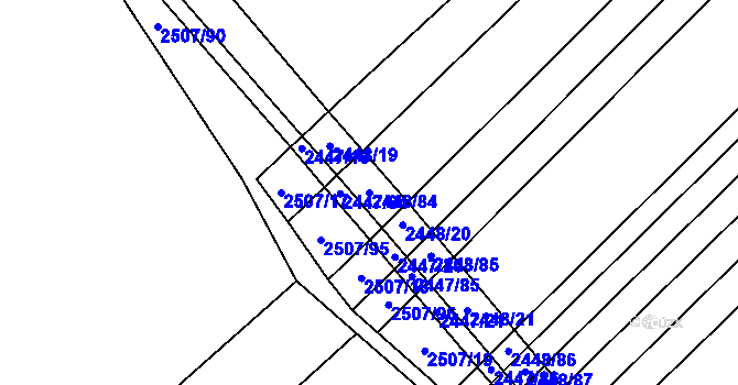 Parcela st. 2448/84 v KÚ Horní Dunajovice, Katastrální mapa