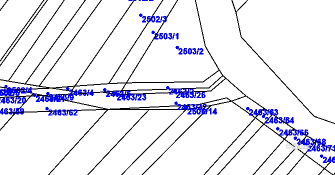 Parcela st. 2463/2 v KÚ Horní Dunajovice, Katastrální mapa
