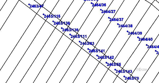Parcela st. 2463/83 v KÚ Horní Dunajovice, Katastrální mapa