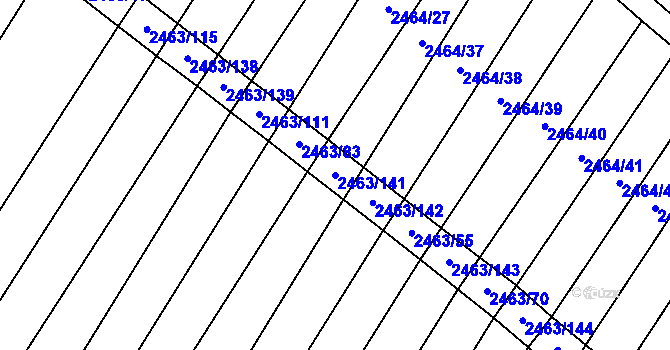 Parcela st. 2463/141 v KÚ Horní Dunajovice, Katastrální mapa