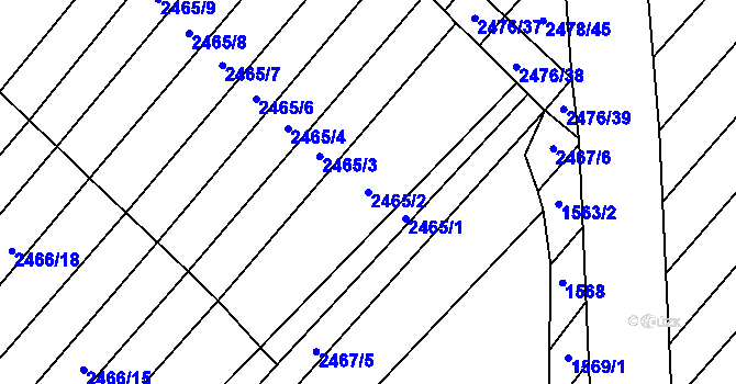 Parcela st. 2465/2 v KÚ Horní Dunajovice, Katastrální mapa