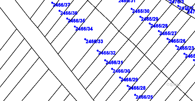 Parcela st. 2466/32 v KÚ Horní Dunajovice, Katastrální mapa