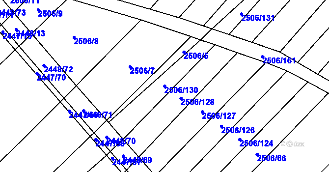 Parcela st. 2506/130 v KÚ Horní Dunajovice, Katastrální mapa