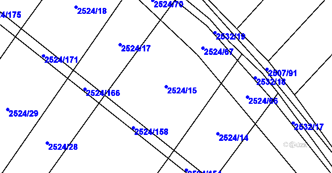 Parcela st. 2524/15 v KÚ Horní Dunajovice, Katastrální mapa