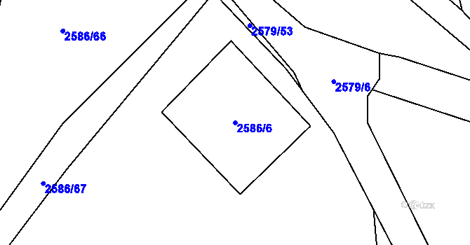 Parcela st. 2586/6 v KÚ Horní Dunajovice, Katastrální mapa