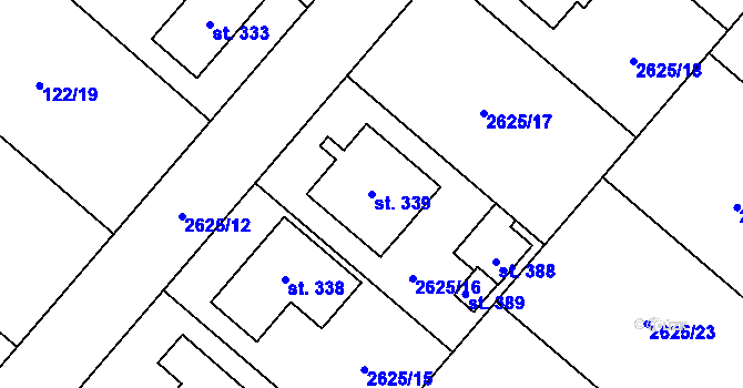 Parcela st. 339 v KÚ Horní Dunajovice, Katastrální mapa