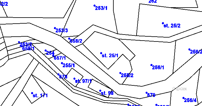 Parcela st. 25/1 v KÚ Horní Dušnice, Katastrální mapa