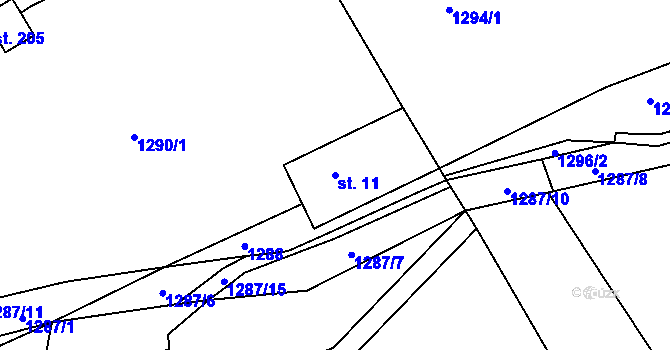 Parcela st. 11 v KÚ Stromkovice, Katastrální mapa