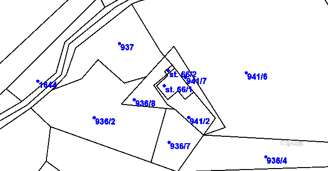 Parcela st. 66/1 v KÚ Stromkovice, Katastrální mapa