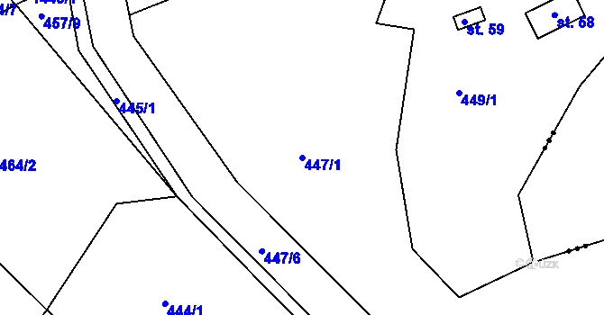 Parcela st. 447/1 v KÚ Stromkovice, Katastrální mapa