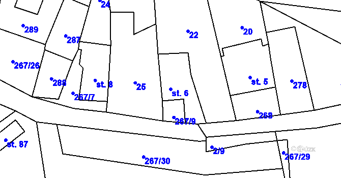 Parcela st. 6 v KÚ Český Heršlák, Katastrální mapa