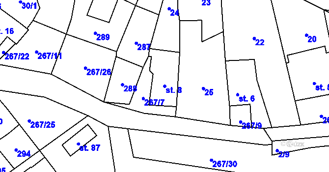 Parcela st. 8 v KÚ Český Heršlák, Katastrální mapa