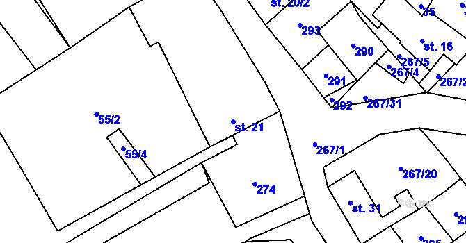 Parcela st. 21 v KÚ Český Heršlák, Katastrální mapa