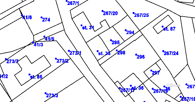 Parcela st. 35 v KÚ Český Heršlák, Katastrální mapa