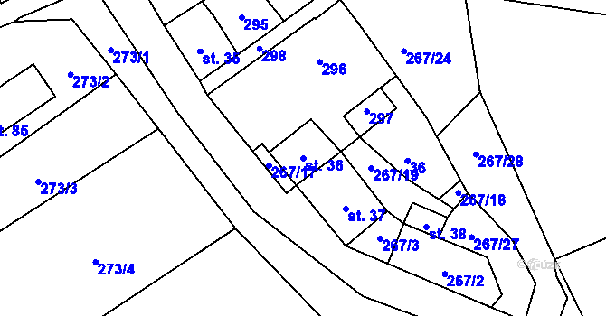 Parcela st. 36 v KÚ Český Heršlák, Katastrální mapa
