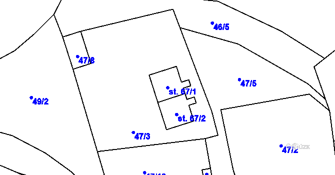 Parcela st. 67/1 v KÚ Český Heršlák, Katastrální mapa