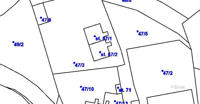 Parcela st. 67/2 v KÚ Český Heršlák, Katastrální mapa