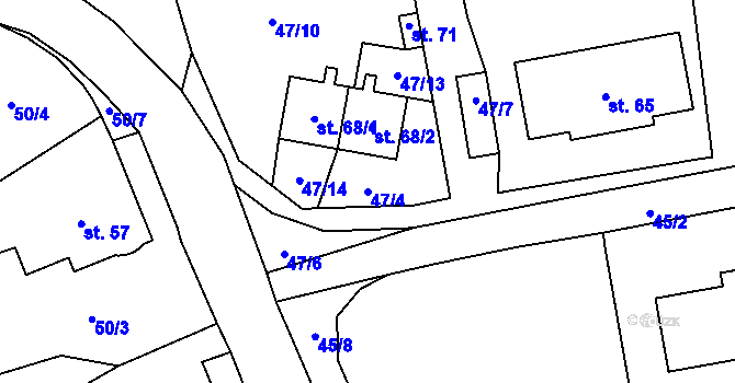 Parcela st. 47/4 v KÚ Český Heršlák, Katastrální mapa