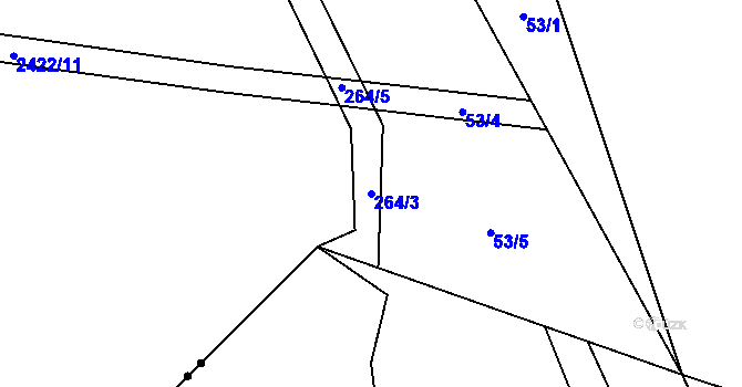Parcela st. 264/3 v KÚ Český Heršlák, Katastrální mapa