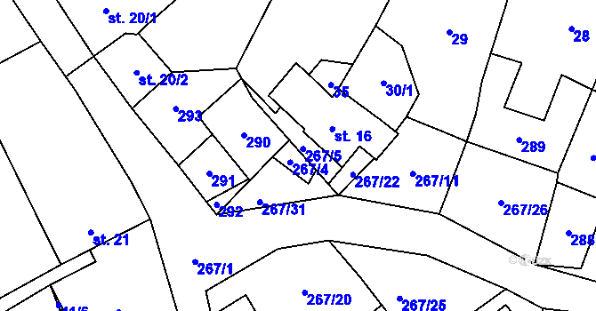 Parcela st. 267/4 v KÚ Český Heršlák, Katastrální mapa