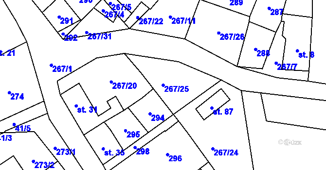 Parcela st. 267/25 v KÚ Český Heršlák, Katastrální mapa