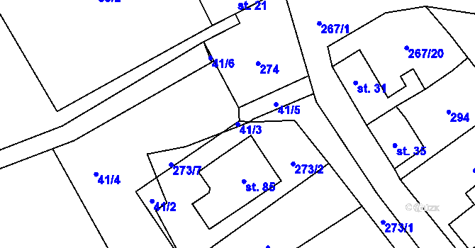 Parcela st. 41/3 v KÚ Český Heršlák, Katastrální mapa