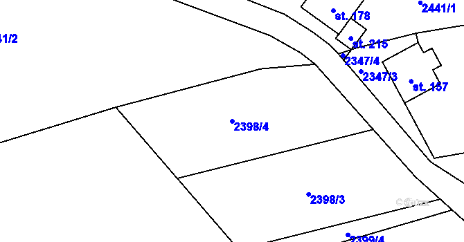 Parcela st. 2398/4 v KÚ Horní Dvořiště, Katastrální mapa