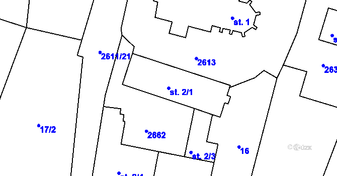 Parcela st. 2/1 v KÚ Horní Dvořiště, Katastrální mapa